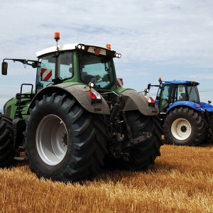 tractors in a field