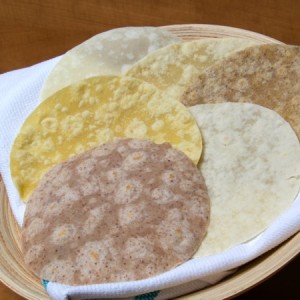 Gluten-free tortilla rounds.
