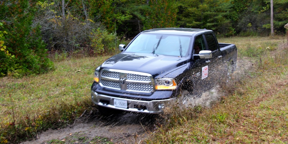 The Ram takes a mud-bath during the challenge.
