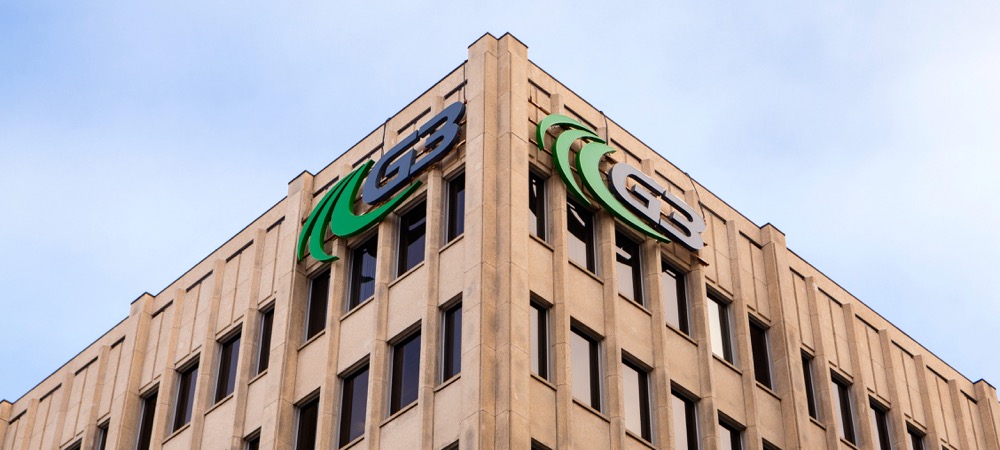 The top of the G3 building in Winnipeg.