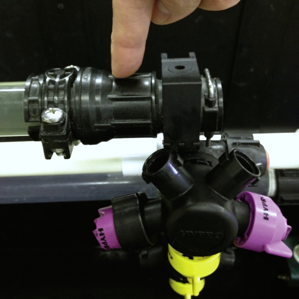 Hypro’s Express boom end cap allows the last nozzle body to be mounted right at the end of the boom so there’s no extra space for spray water to hide.