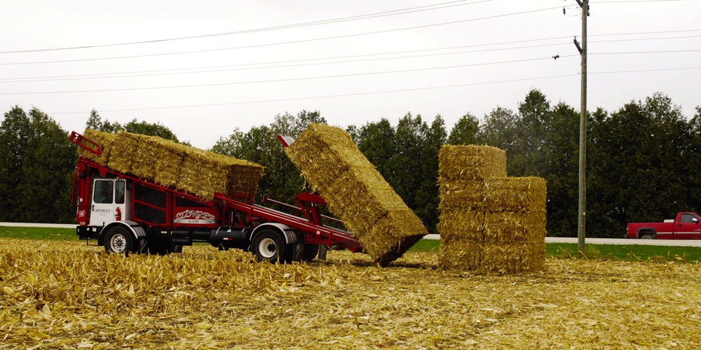 corn baler and bales