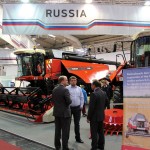 Russian farm
equipment brands on display at
Agritechnica
in Germany in November.