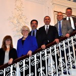 people standing on a staircase