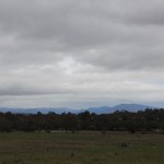 The view from the shearing shed yard at CSIRO's Ginninderra Research Station. The Ginninderra Plain is hemmed in by mountain ranges.