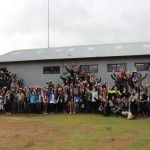 Youth Ag-Summit delegates and mentors pose for one last group picture outside CSIRO's shearing shed. The summit included 100 invited delegates from 33 countries, plus mentors to help facilitate discussions.