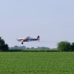 Another example of a fixed-wing aircraft is this Piper Pawnee, seen over a field near St. Marys, Ont.