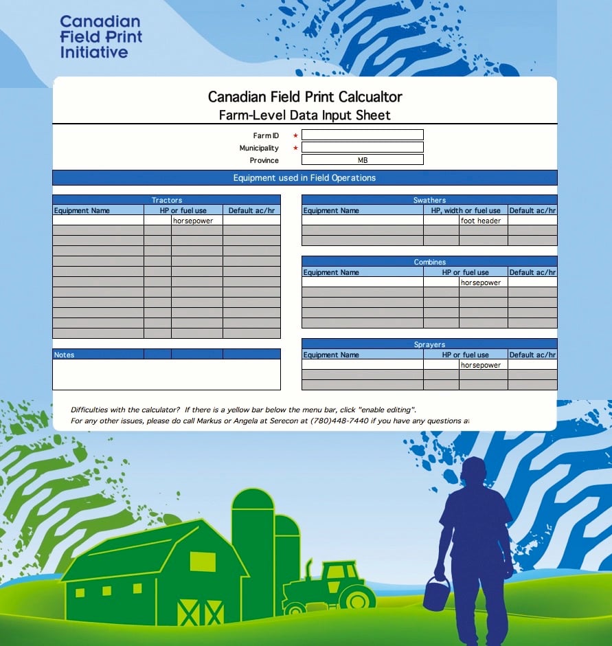 The Canadian Field Print Calculator allows farmers to input information on practices related to land use efficiency, soil erosion risk, energy use, climate impact and soil carbon release.