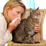 Woman with cat and handkerchief indoor