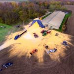An aerial view of the Van Raay family's corn silo after it collapsed on their farm.
