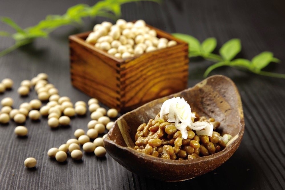 Organic soybeans are used in Japan for natto, a traditional fermented food often served with rice, soy sauce, mustard and bunching onion. 