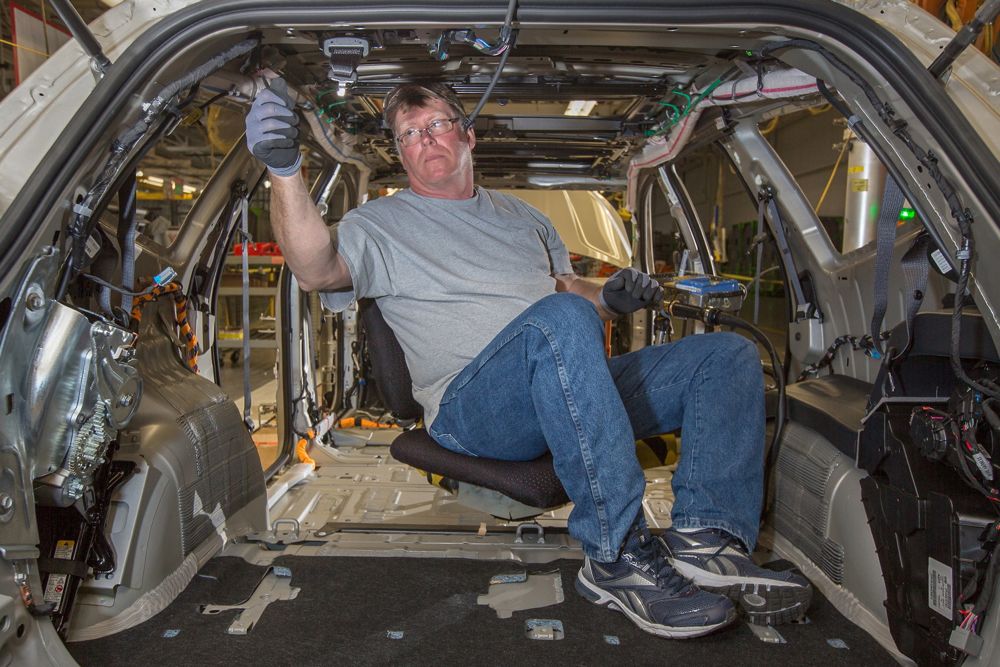 Assembly of a 2014 Chevy Traverse at General Motors’ Lansing Delta Township assembly plant in Michigan. (John F. Martin photo for Chevrolet)
