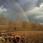 Orrist Fedoruk snapped this photo May 10 while seeding wheat west of Fairview, Alta., after waiting out a short rain shower in his tractor cab. (Photo courtesy Orrist Fedoruk)
