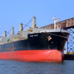 The M.V. Ikan Suji arrived Tuesday at Churchill, Man. to take a load of Richardson International’s wheat to Mexico. (Photo courtesy Richardson International)