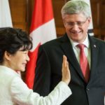 Canada’s Prime Minister Stephen Harper and South Korea’s President Park Geun-hye signed the final text of the two countries’ free trade pact on Monday on Parliament Hill. (Jill Thompson photo courtesy PMO)
