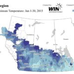Minimum temperatures on the Prairies for June 2015. (WeatherFarm.com)