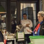 U.S. animal handling expert Dr. Temple Grandin speaks with Earls meat buyer Dave Bursey at the company’s Vancouver Test Kitchen. (Earls.ca)