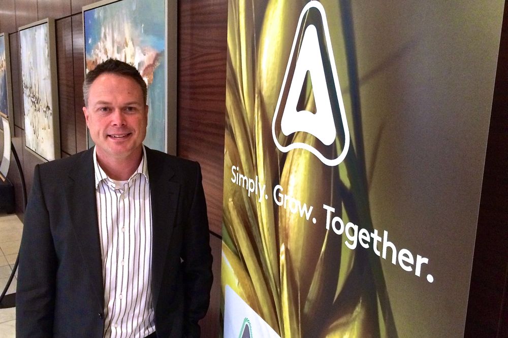 Andrew Mann, CEO of Adama’s Canadian arm, announced the company’s rebranding from MANA Canada in 2014. (Dave Bedard photo)
