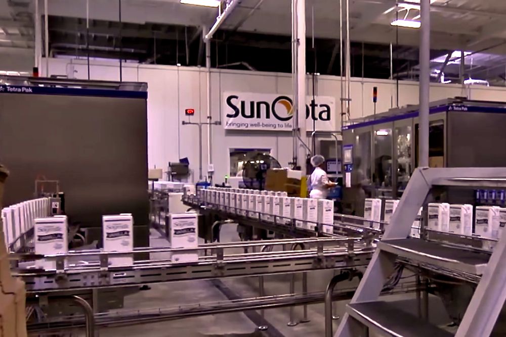 A SunOpta soy milk processing line. (SunOpta, via YouTube)
