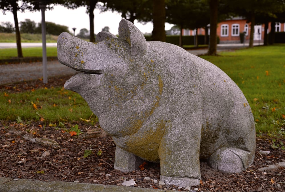 ‘Piggy’ greets visitors at the entrance to Mogens and Bente Dall’s property in southern Denmark.
