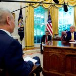 U.S. President Donald Trump talks to China’s Vice Premier Liu He during their meeting in the Oval Office of the White House after two days of trade negotiations in Washington, Oct. 11, 2019. Photo: Reuters/Yuri Gripas