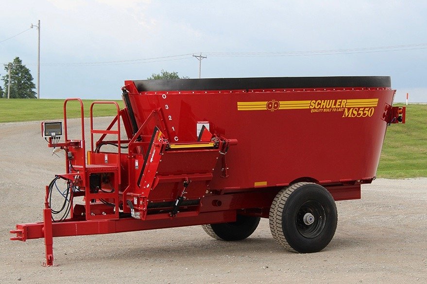 Schuler’s MS550 multi-screw vertical mixer has a mixing capacity of 550 cubic feet. (SchulerMfg.net)
