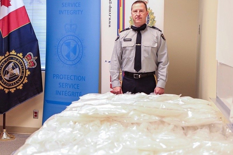 The load of meth taken off a produce truck on Christmas Day 2020 weighed in at just over 500 lbs., border officials said. (Photo courtesy CBSA)
