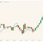 CBOT May 2021 soybeans (candlesticks) with 20- and 50-day moving averages (yellow, light green lines) and May 2021 soyoil (dark green line). (Barchart)

