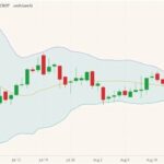 CBOT November 2021 soybeans (candlesticks) with Bollinger bands (20,2). (Barchart)