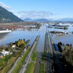 Parts of the Trans Canada Highway at Abbotsford, B.C. remain submerged in flood waters on Nov. 19, 2021. (Photo: Reuters/Jennifer Gauthier)
