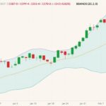 CBOT March 2022 soybeans (candlesticks) with Bollinger bands (20,2). (Barchart)