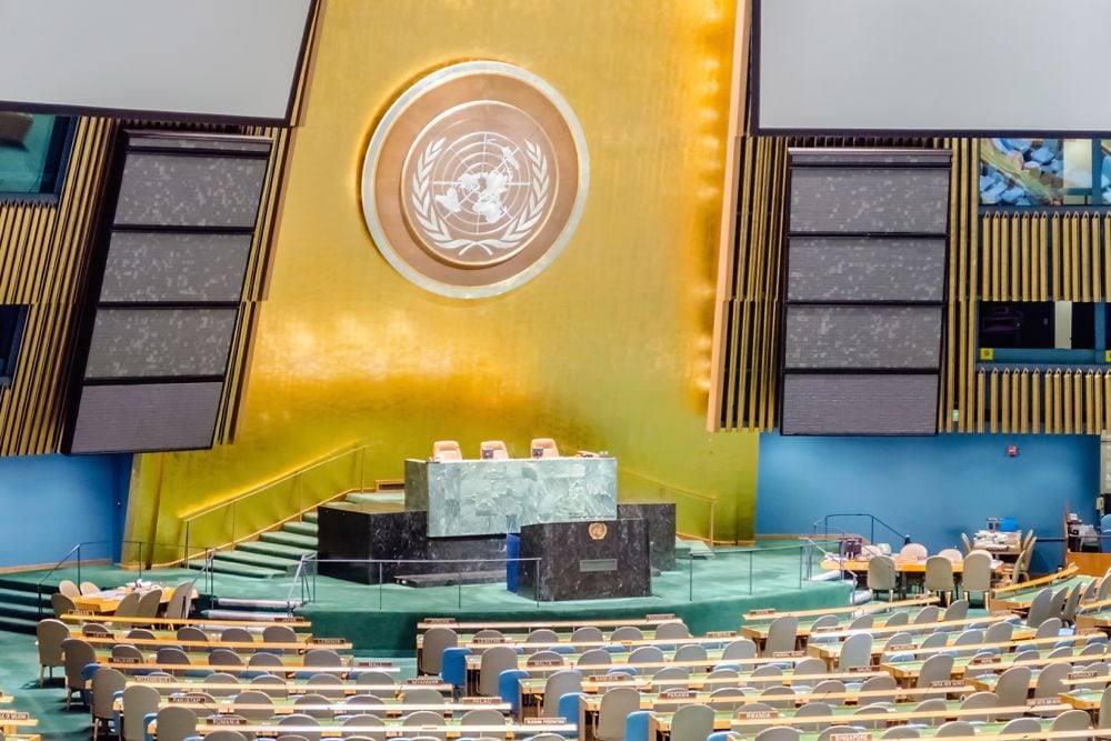 The United Nations’ General Assembly Hall in Manhattan. (BWZenith/iStock/Getty Images)
