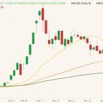 CBOT July 2022 wheat (candlesticks) with 20-, 50- and 100-day moving averages (yellow, orange and dark green lines). (Barchart)
