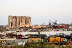 Wreckage of wheat silos at Lebanon’s Port of Beirut following an explosion at the port on Aug. 4, 2020. (Hiba Kallas/iStock/Getty Images)