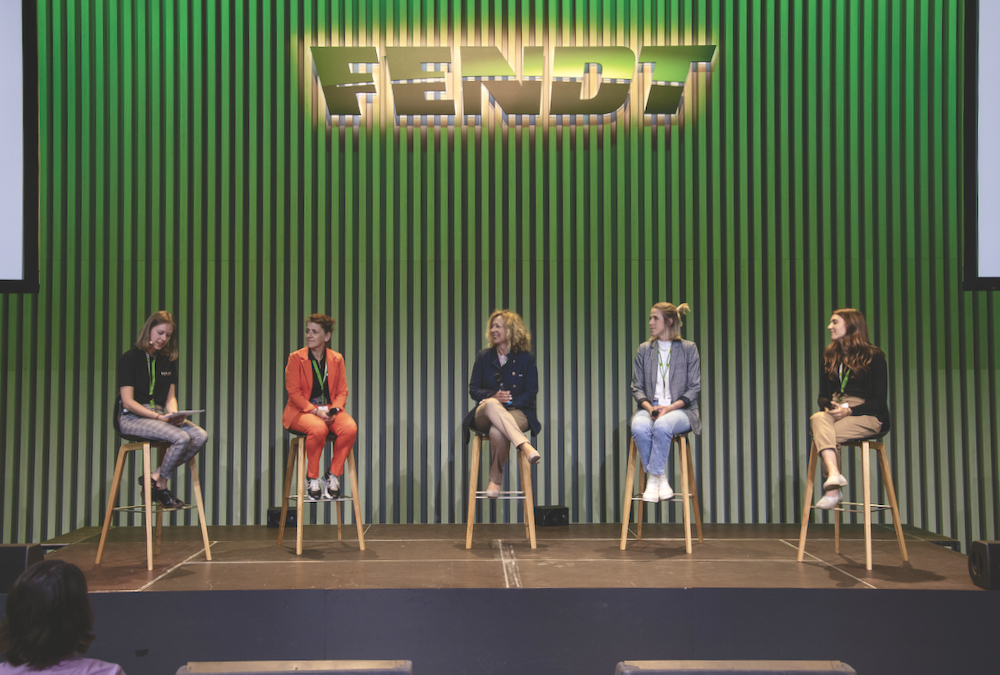 Ingrid Bussjaeger-Martin, managing director for Finance and IT at Fendt, (centre) facilitates Fendt’s “Female Career Day” in Germany in June, which hosted 50 young women participants.