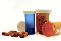 All medication certainly needs to be in original containers with individual labels. That includes non-prescription drugs as well as prescription ones.