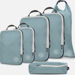 This set of six Tripped compressible packing cubes makes magic of maximizing packing space. After packing items in the zippered compartment, a second zipper compresses the entire cube down. Rolling clothes into these cubes is a game changer and will keep you organized even at your destination. $65
