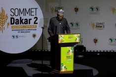 Nigeria’s President Muhammadu Buhari speaks at the Dakar summit under the theme “Nourrir l’Afrique” (Feed Africa) hosted by the African Development Bank and the African Union Commission on Jan. 25, 2023. (Photo: Reuters/Ngouda Dione)