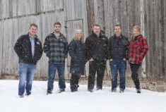 The next generation DeJongs, Trevor (l) and Kyle, with parents Amy, Chris, Rod and Nancy tackle the complications of succession planning in a scenario where the two families farm apart and also together. One key is to ensure the younger DeJongs understand the history of exactly how and why their parents made the important decisions that continue to shape the farm today.