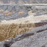 Floodwaters flow into Gower Gulch near Zabriskie Point, about 190 km west of Las Vegas, in California’s Death Valley National Park on Aug. 20, 2023. The U.S. National Park Service closed the park effective that afternoon due to moderate to heavy rainfall and flash flooding from Tropical Storm Hilary. (Death Valley National Park/National Park Service video screengrab via Facebook)