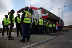 Polish farmers gather as they protest at Lithuanian border, alleging Ukrainian grain transports are brought back into Poland as &#8216;EU&#8217; grain, and against European Union ‘Green Deal” near border crossing at Polish Lithuanian border in Budzisko, Poland, March 1, 2024. REUTERS/Kacper Pempel
