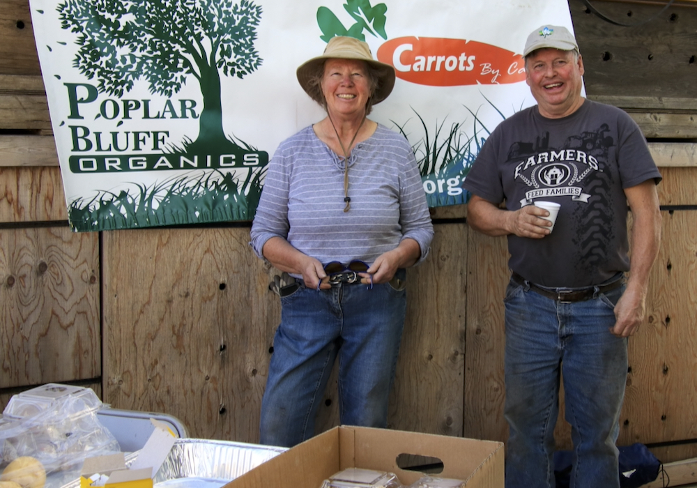 Rosemary Wotske, owner of Poplar Bluff Organics, has a longtime partnership with local farmer, Cam Beard, that has been mutually beneficial to both.