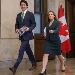 File photo of Chrystia Freeland with Prime Minister Justin Trudeau in Ottawa on March 28, 2023. (Photo: Reuters/Patrick Doyle)