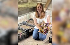 Sarah Callow-Fisher displaying dried flowers