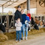 Albert Gorter and Chelsea Enns with their children at the Little Qualicum Cheeseworks dairy farm.