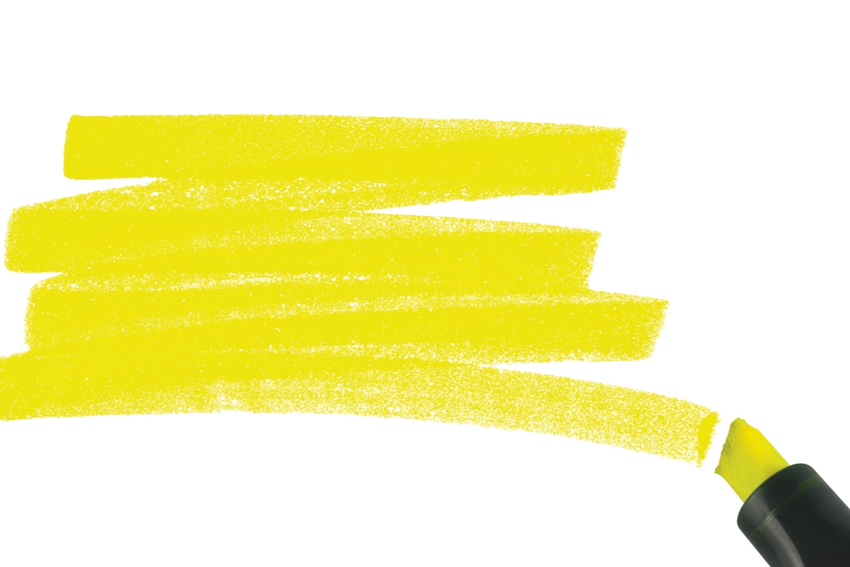 Swash of a highlighter pen, isolated on white.