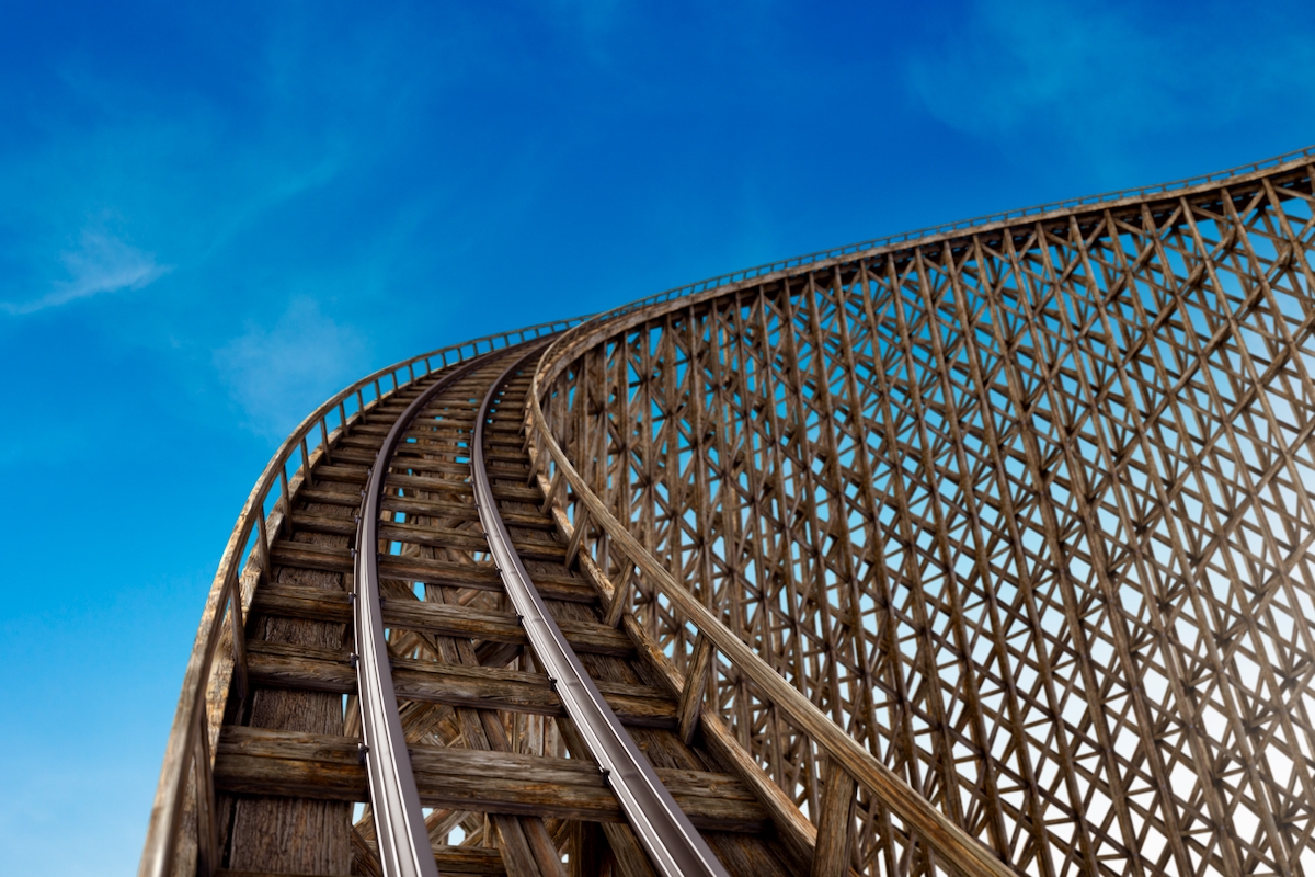 3d rendered wooden rollercoaster
