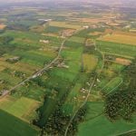 Agricultural fields and farms in Montreal, Quebec, Canada.