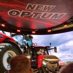 Case IH&#8217;s new Optum 440 tractor moments after the curtain was dropped on the first day of Agritechnica 2025, on November 9, in Hannover, Germany.  Photo: Greg Berg
