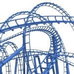 Rollercoaster track isolated on white.